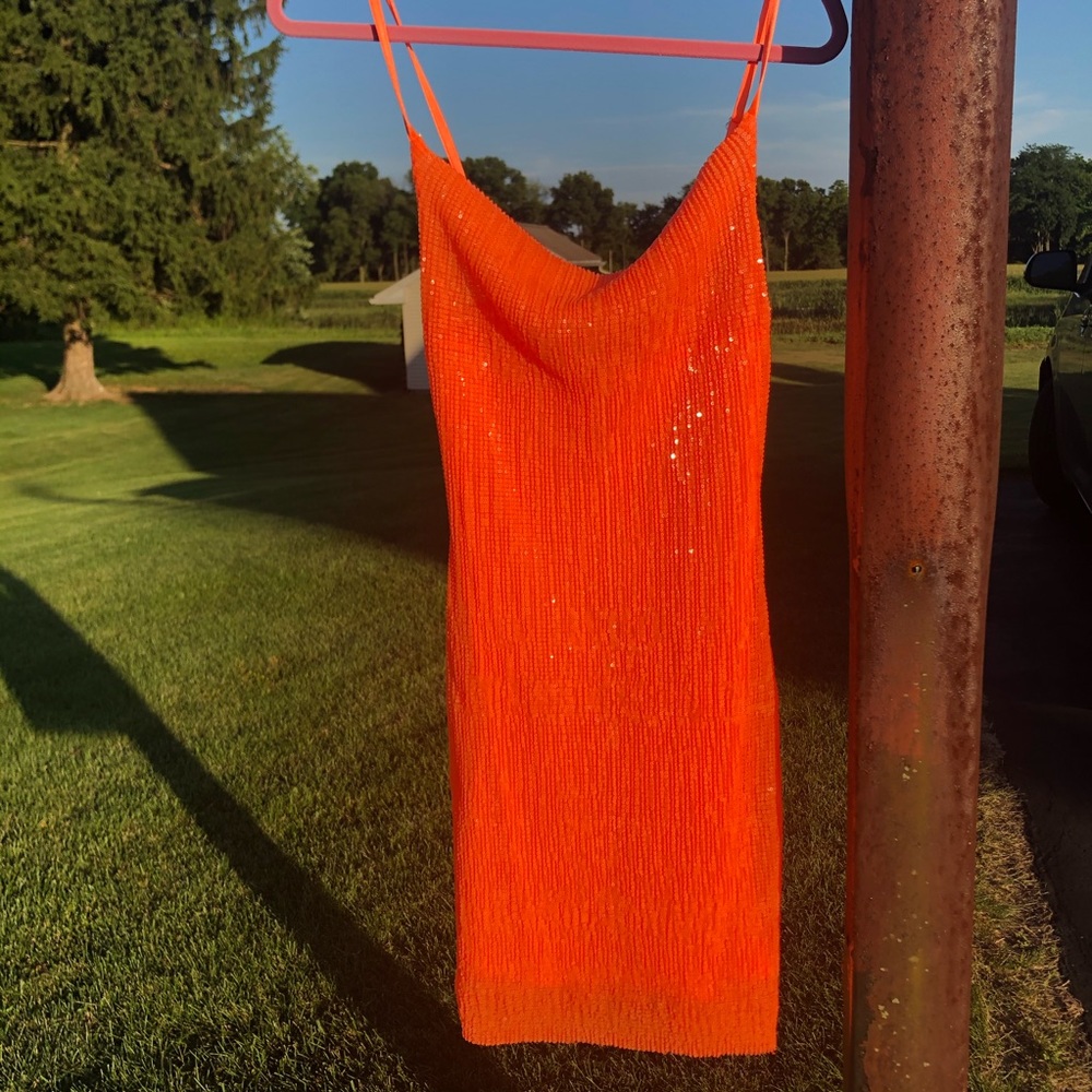 ASOS club l London sequin orange dress